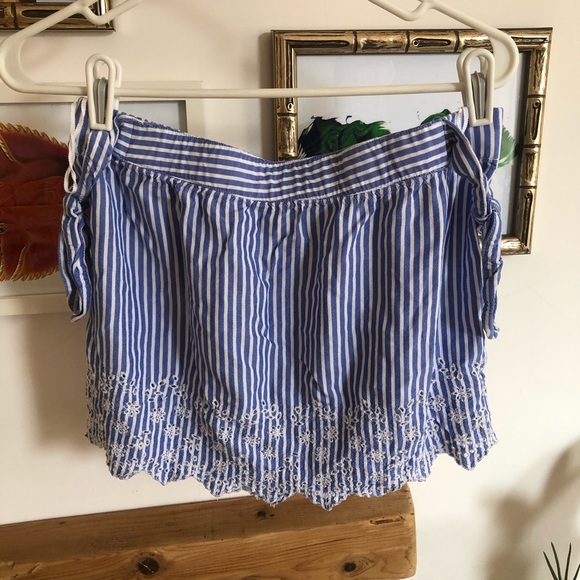 Striped Off-the-Shoulder Eyelet Top or Mini Skirt - Picture 7 of 13